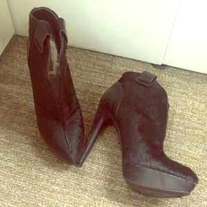 Faux animal hair booties